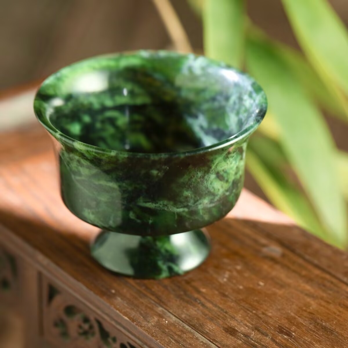 Gongfu Tea Set - 자연 녹색 옥 찻잔 돌 차