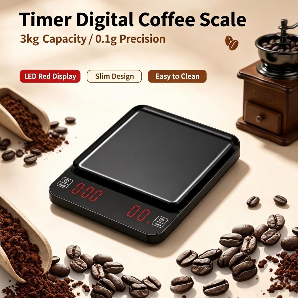 Coffee & Tea Ken'S House - 3kg/0.1g 고정밀 디지털 커피 저울, LED