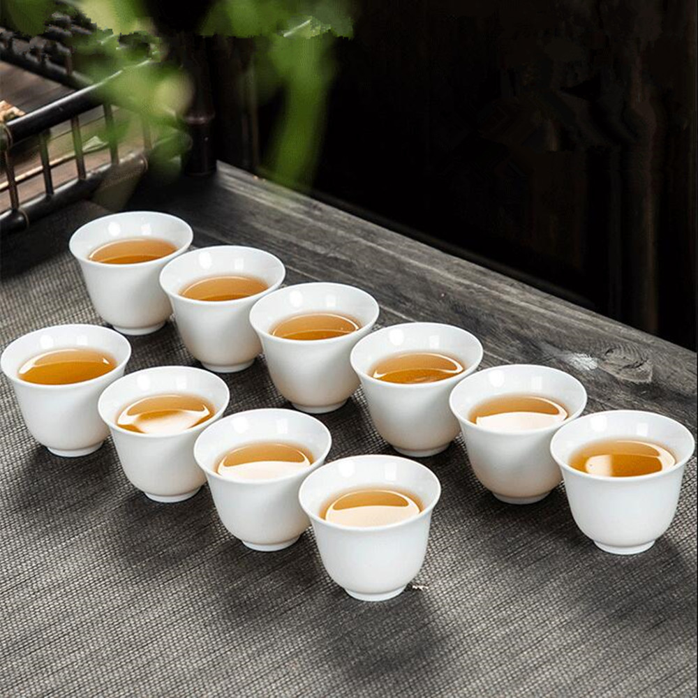 Gongfu Tea Set - 10 개/갑 Dehua 높은 흰색 도자기