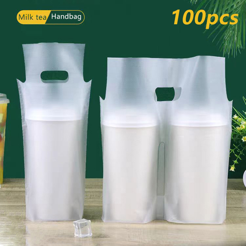 Coffee Tea Milk - 100Pcs 싱글/더블 컵 밀크티 포장 가방