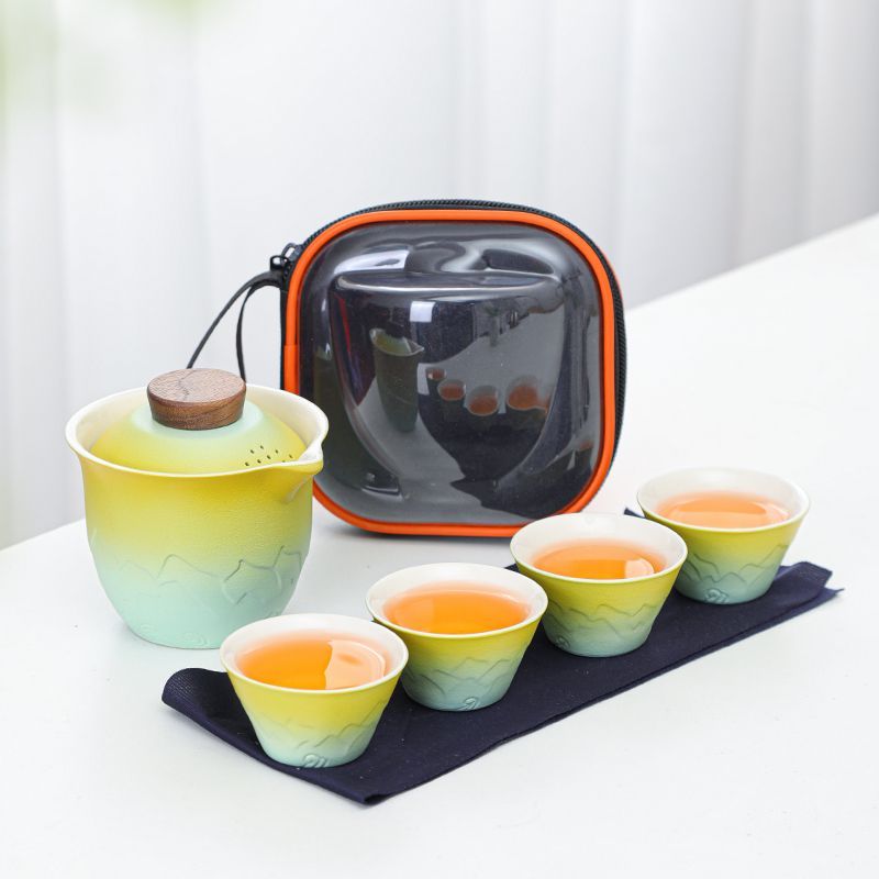 Gongfu Tea Set - 그라디언트 여행용 차 세트, 휴대용 공푸