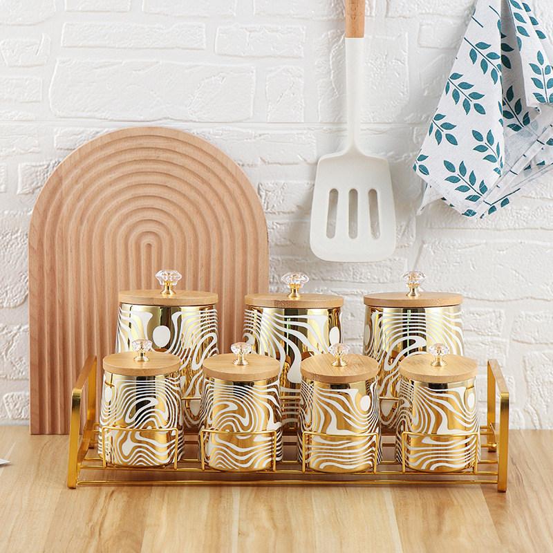 Coffee Tea Sugar Canister Set - 7가지 색상 유약 세라믹 주방 용기