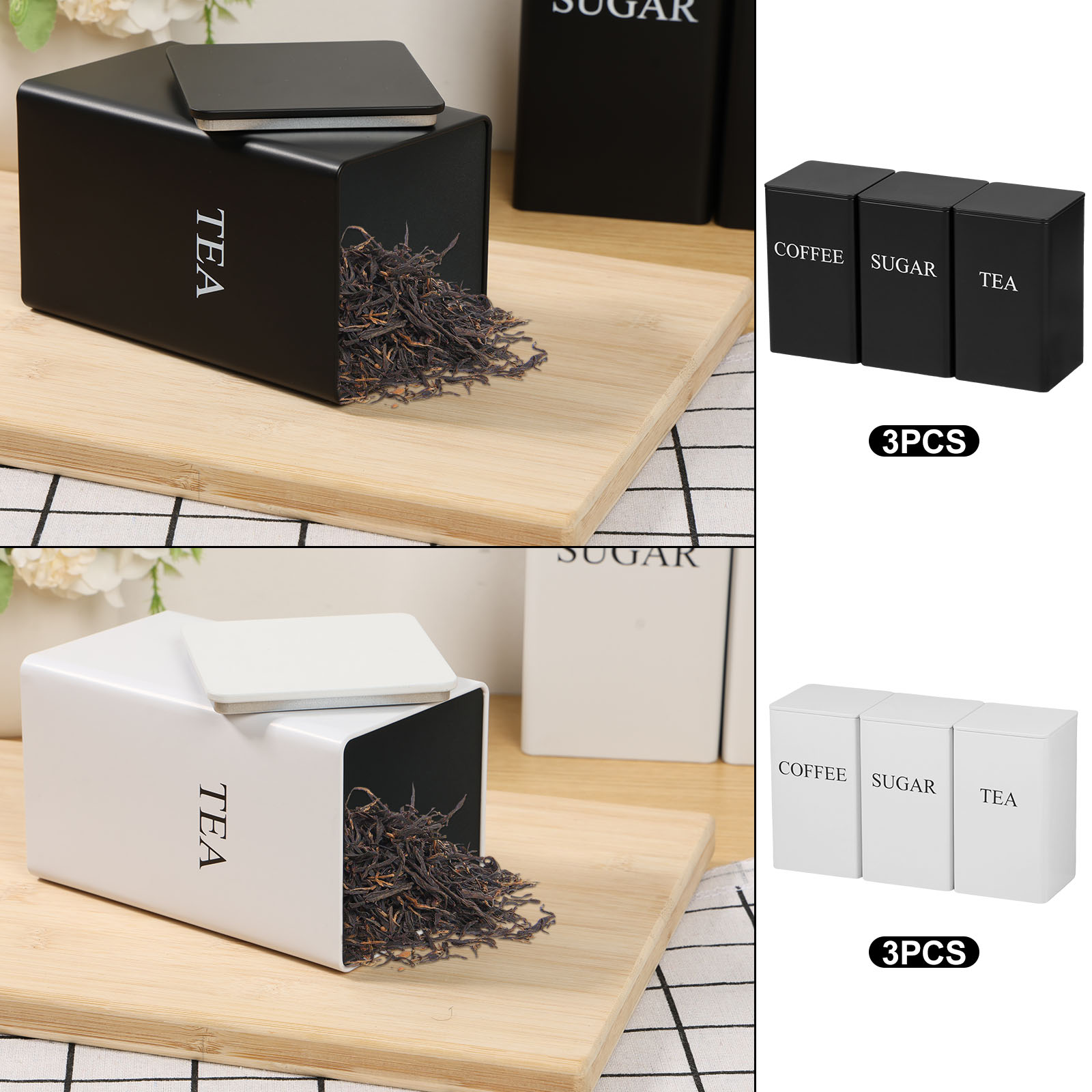 3Pcs 커피 콩 저장 용기 차 설탕 진공 봉인 된 항 - Coffee Tea Sugar Canister Set 리뷰 및 가격