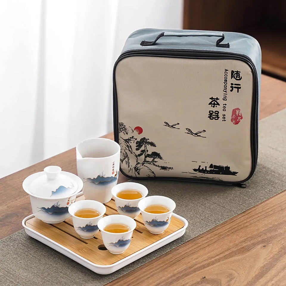 세라믹 중국 쿵푸 차 세트, 여행 캠핑에 적합 휴대용  - Gongfu Tea Set 리뷰 및 가격