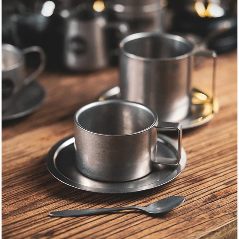 레트로 시리즈 커피 컵 세트 더블 벽 304 스테인레스 - Coffee Tea Sugar Canister Set 리뷰 및 가격